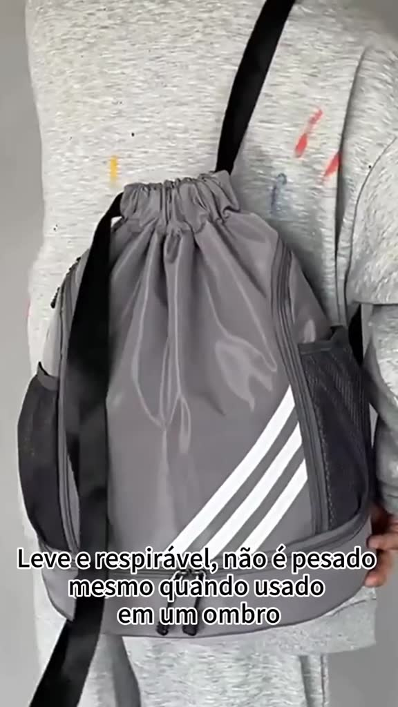 Bolsa com Corda Impermeavel Compartimento para Tenis Mochila Esportiva Academia