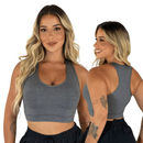 Kit 2 Top Academia Fitness Sustentação Nadador Regata Adulto Feminino Roupa Roupas Lingerie