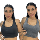 Kit 2 Top Academia Fitness Sustentação Nadador Regata Adulto Feminino Roupa Roupas Lingerie