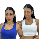 Kit 2 Top Academia Fitness Sustentação Nadador Regata Adulto Feminino Roupa Roupas Lingerie