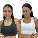 Kit 2 Top Academia Fitness Sustentação Nadador Regata Adulto Feminino Roupa Roupas Lingerie