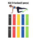 kit 5 Faixas Elástica de Resistência para yoga Pilates Treino Academia