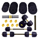 Kit Halteres 3 em 1 40kg Anilha Barra Musculação Academia Peso Ajustável Segurança e Durabilidade