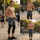 Calça Legging Masculina 2 em 1 com Shorts de Compressão, Bolso para Celular, Academia e Corrida