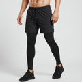 Calça Legging Masculina 2 em 1 com Shorts de Compressão, Bolso para Celular, Academia e Corrida