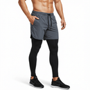 Calça Legging Masculina 2 em 1 com Shorts de Compressão, Bolso para Celular, Academia e Corrida