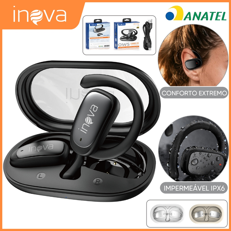 INOVA Fone de Ouvido Bluetooth Esportivo com 36h de Bateria
