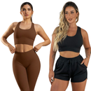 Kit 2 Top Academia Fitness Sustentação Nadador Regata Adulto Feminino Roupa Roupas Lingerie
