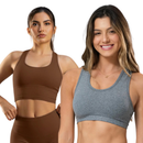 Kit 2 Top Academia Fitness Sustentação Nadador Regata Adulto Feminino Roupa Roupas Lingerie