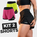 KIT COM 2 SHORTS FEMININO 2 EM 1 FEMININO DRY FIT C/ Bolso Porta Celular Kaizen Academia, Treino