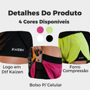 KIT COM 2 SHORTS FEMININO 2 EM 1 FEMININO DRY FIT C/ Bolso Porta Celular Kaizen Academia, Treino