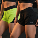 KIT COM 2 SHORTS FEMININO 2 EM 1 FEMININO DRY FIT C/ Bolso Porta Celular Kaizen Academia, Treino