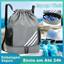 Bolsa com Corda Impermeavel Compartimento para Tenis Mochila Esportiva Academia