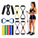 Kit Treine Em Casa Completo Elástico Extensor Cross Tube + Kit com 5 Faixa + Corda de Pular