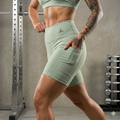 Short Academia Fitness Feminino Com Bolso e Cintura Alta