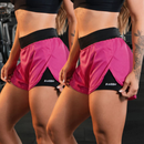 KIT COM 2 SHORTS FEMININO 2 EM 1 FEMININO DRY FIT C/ Bolso Porta Celular Kaizen Academia, Treino