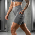 Short Academia Fitness Feminino Com Bolso e Cintura Alta