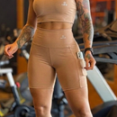 Short Academia Fitness Feminino Com Bolso e Cintura Alta