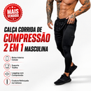 Calça Legging Masculina 2 em 1 com Shorts de Compressão, Bolso para Celular, Academia e Corrida