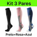 kit 3 Pares Meiaos De Compressão Correndo Esportivas De Ciclismo Joelho De Alta Varizes Alívio Da Dor Plantar AntiFadiga