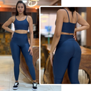 Conjunto Feminino de Academia Calça Legging + Top com Alta Compressão e Zero Transparência