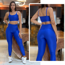 Conjunto Feminino de Academia Calça Legging + Top com Alta Compressão e Zero Transparência