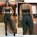 Conjunto Feminino de Academia Calça Legging + Top com Alta Compressão e Zero Transparência