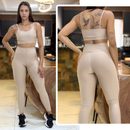 Conjunto Feminino de Academia Calça Legging + Top com Alta Compressão e Zero Transparência