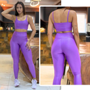 Conjunto Feminino de Academia Calça Legging + Top com Alta Compressão e Zero Transparência