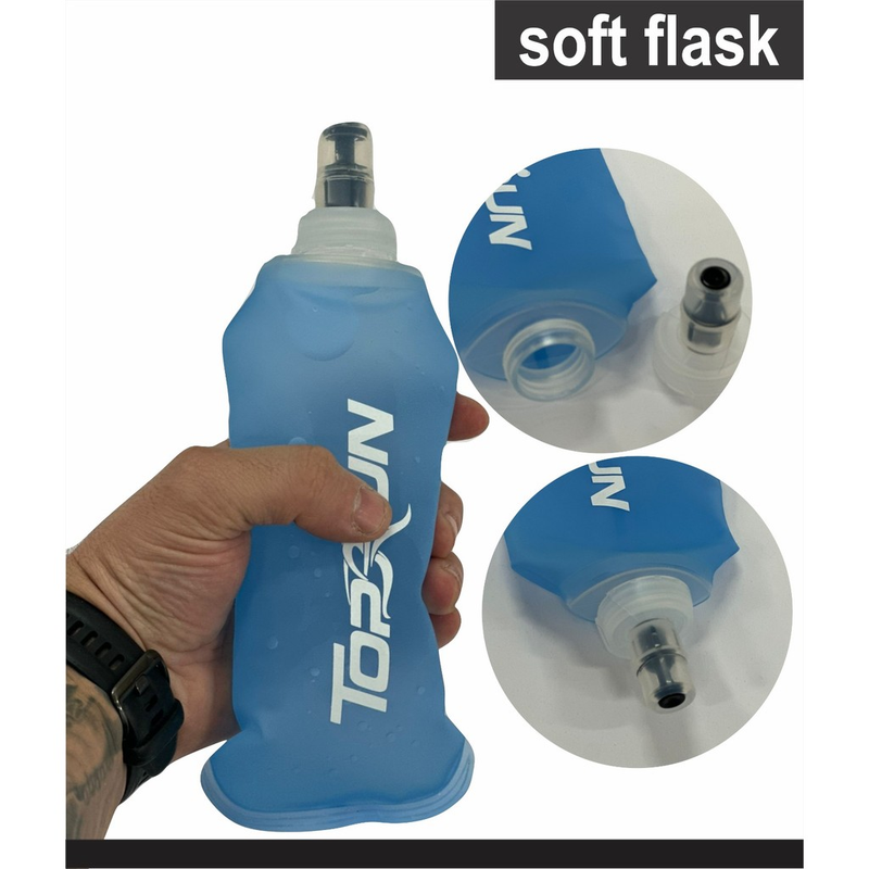 Garrafa Hidratação Silicone Soft Flash 350ml Dobrável Cor:Azul-celeste